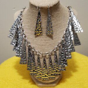 Hammered Necklace & Earring Set.